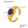 Minimalist Geometric Lapis Inlaid 316L Stainless Steel Goldplated Women's Ring