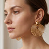 Minimalist Geometric Layered Copper Drop Earrings With Intertwined Studs Exaggerated Round Pendants And Electroplated Finish For Women