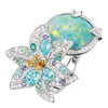 Minimalist Geometric Lily Opal And Zircon Inlay Ring Electroplated Metal Unisex Fashion Jewelry Wholesale