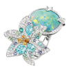 Minimalist Geometric Lily Opal And Zircon Inlay Ring Electroplated Metal Unisex Fashion Jewelry Wholesale