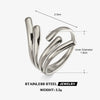 Minimalist Geometric Line Open Ring For Women Gold Electroplated Stainless Steel Jewelry