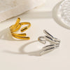 Minimalist Geometric Line Open Ring For Women Gold Electroplated Stainless Steel Jewelry