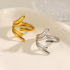 Minimalist Geometric Line Open Ring For Women Gold Electroplated Stainless Steel Jewelry