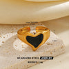 Minimalist Geometric Line Open Ring With Oil Drip Detail And Gold Tone Electroplated Stainless Steel Jewelry For Women
