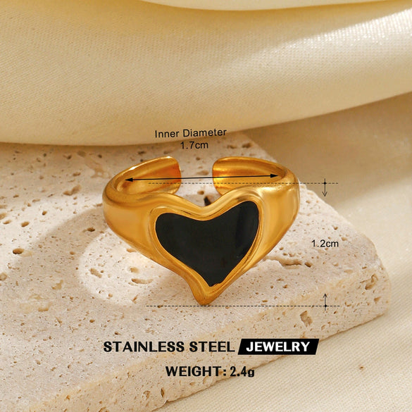 Minimalist Geometric Line Open Ring With Oil Drip Detail And Gold Tone Electroplated Stainless Steel Jewelry For Women