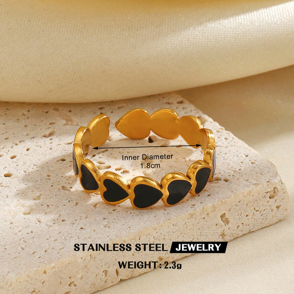 Minimalist Geometric Line Open Ring With Oil Drip Detail And Gold Tone Electroplated Stainless Steel Jewelry For Women