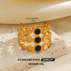 Minimalist Geometric Line Open Ring With Oil Drip Detail And Gold Tone Electroplated Stainless Steel Jewelry For Women