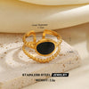 Minimalist Geometric Line Open Ring With Oil Drip Detail And Gold Tone Electroplated Stainless Steel Jewelry For Women