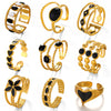 Minimalist Geometric Line Open Ring With Oil Drip Detail And Gold Tone Electroplated Stainless Steel Jewelry For Women