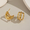 Minimalist Geometric Line Stainless Steel Earrings With 18K Gold Electroplated Finish For Women