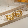 Minimalist Geometric Line Stainless Steel Earrings With 18K Gold Electroplated Finish For Women