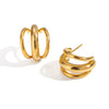 Minimalist Geometric Line Stainless Steel Earrings With 18K Gold Electroplated Finish For Women