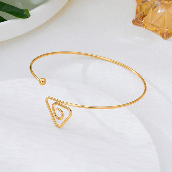 Minimalist Geometric Line Threaded Open Alloy Electroplated Bracelet Arm Ring Fashion Hand Accessory