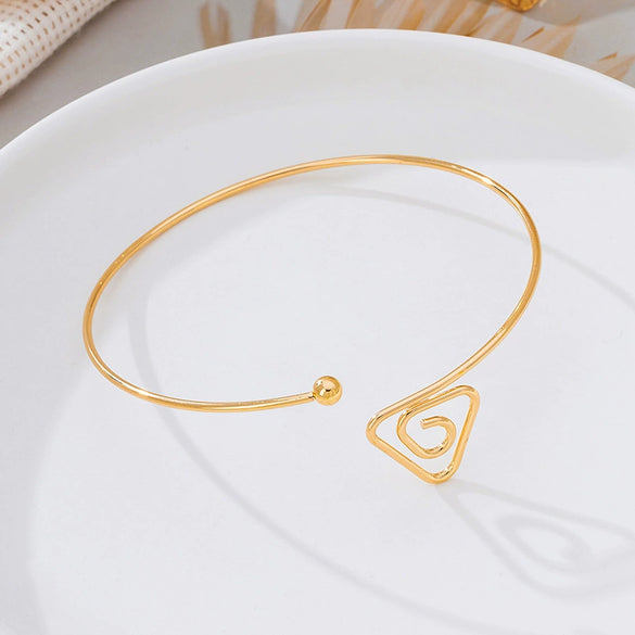 Minimalist Geometric Line Threaded Open Alloy Electroplated Bracelet Arm Ring Fashion Hand Accessory