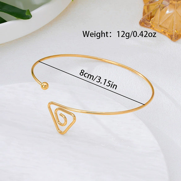Minimalist Geometric Line Threaded Open Alloy Electroplated Bracelet Arm Ring Fashion Hand Accessory