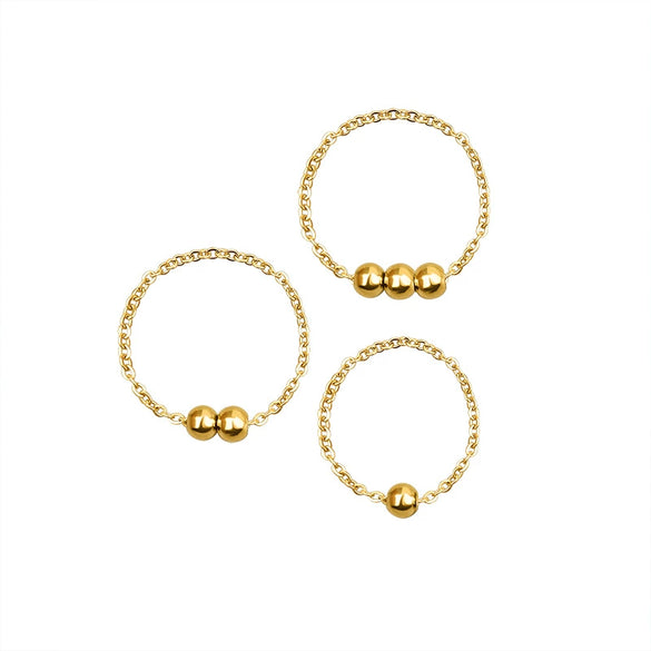 Minimalist Geometric Lucky Ball Tail Ring For Women Titanium Steel Electroplated Gold Finger Ring Jewelry