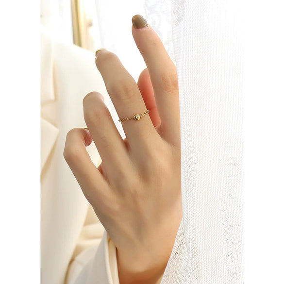 Minimalist Geometric Lucky Ball Tail Ring For Women Titanium Steel Electroplated Gold Finger Ring Jewelry