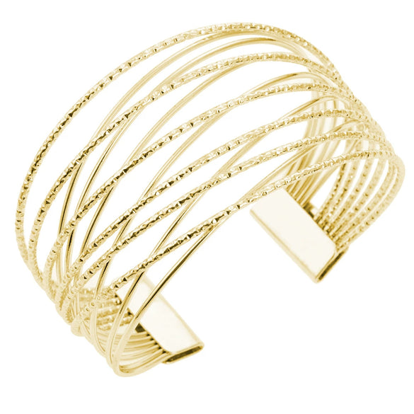 Minimalist Geometric Metal Open Cuff Bracelet With Multi Layer Hollow Electroplated Design Fashion Arm Ring