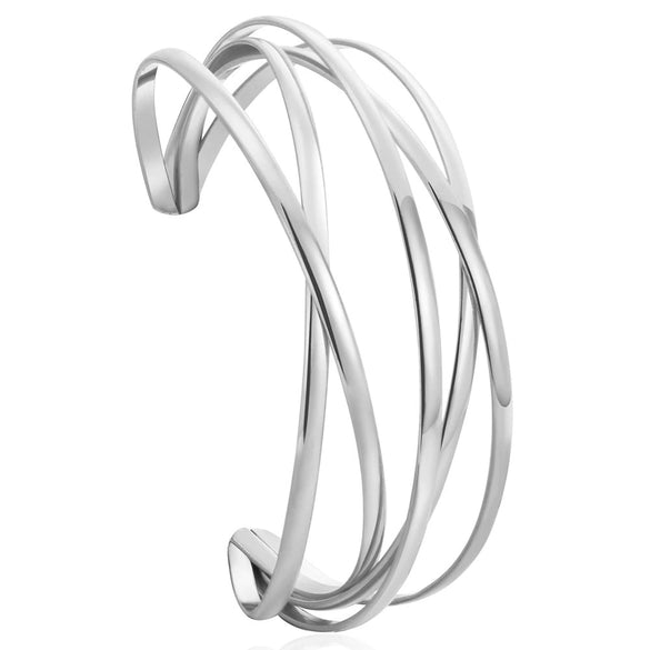 Minimalist Geometric Metal Open Cuff Bracelet With Multi Layer Hollow Electroplated Design Fashion Arm Ring