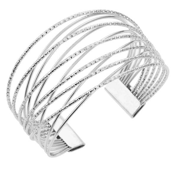 Minimalist Geometric Metal Open Cuff Bracelet With Multi Layer Hollow Electroplated Design Fashion Arm Ring
