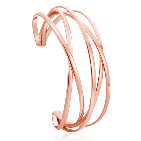 Minimalist Geometric Metal Open Cuff Bracelet With Multi Layer Hollow Electroplated Design Fashion Arm Ring