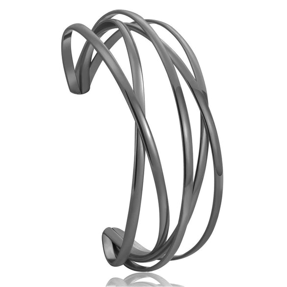 Minimalist Geometric Metal Open Cuff Bracelet With Multi Layer Hollow Electroplated Design Fashion Arm Ring