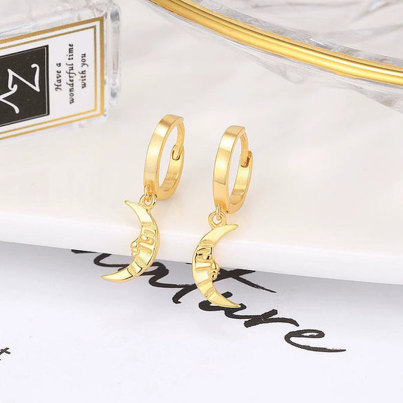 Minimalist Geometric Moon Baroque Style Sterling Silver Buckle Stud Earrings For Women