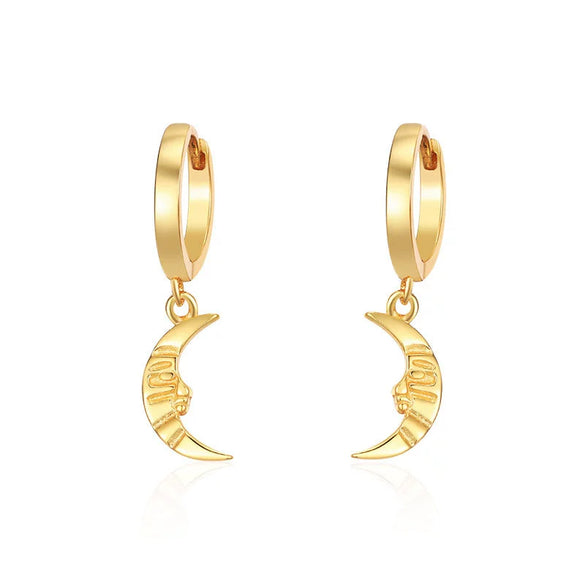Minimalist Geometric Moon Baroque Style Sterling Silver Buckle Stud Earrings For Women
