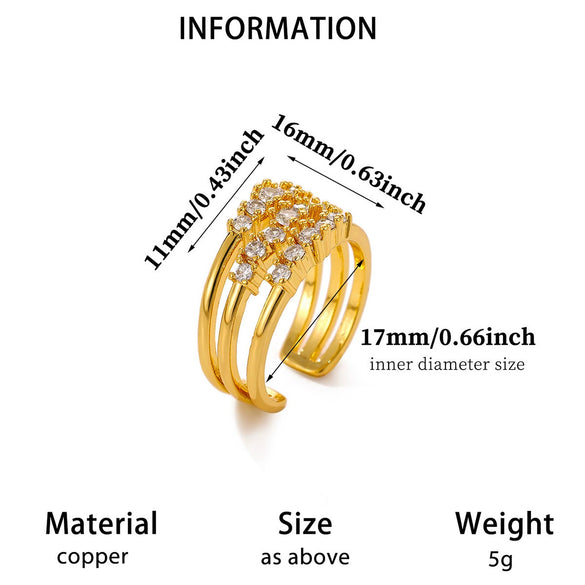 Minimalist Geometric Open Ring For Women Goldplated Copper Ring With Sparkling Diamond Details Wholesale Fashion Jewelry