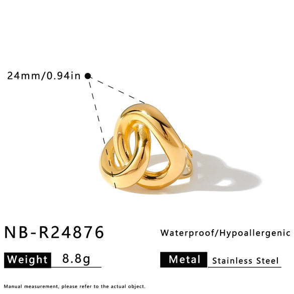 Minimalist Geometric Open Ring For Women Stainless Steel Vacuum Plated Fashion Jewelry