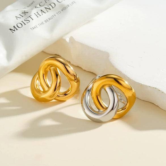 Minimalist Geometric Open Ring For Women Stainless Steel Vacuum Plated Fashion Jewelry