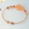 Minimalist Geometric Red Agate And Crystal Bracelet With Rose Gold Tone Carved Claw Setting For Unisex