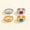 Minimalist Geometric Rhinestone Open Ring With Round Curved Surface Alloy Jewelry For Women And Men