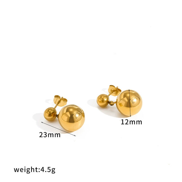 Minimalist Geometric Round Ball Pendant Earrings For Women Pvd Real Gold Plated Stainless Steel And Titanium Steel Earrings