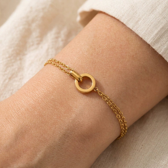 Minimalist Geometric Round Clasp Bracelet In Vacuum Electroplated Stainless Steel Layered Jewelry For Women Wholesale