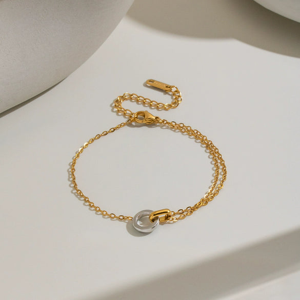 Minimalist Geometric Round Clasp Bracelet In Vacuum Electroplated Stainless Steel Layered Jewelry For Women Wholesale