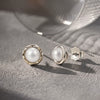 Minimalist Geometric Round Pearl 925 Silver Earrings With Zirconia For Women