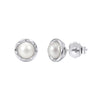 Minimalist Geometric Round Pearl 925 Silver Earrings With Zirconia For Women