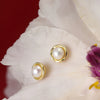 Minimalist Geometric Round Pearl 925 Silver Earrings With Zirconia For Women