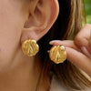 Minimalist Geometric Round Stainless Steel Vacuum Gold Plated Earrings For Women
