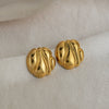 Minimalist Geometric Round Stainless Steel Vacuum Gold Plated Earrings For Women