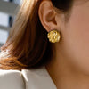 Minimalist Geometric Round Stainless Steel Vacuum Gold Plated Earrings For Women