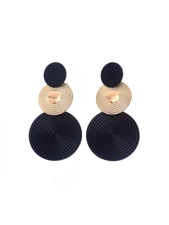 Minimalist Geometric Round Water Ripple Metal Stud Earrings Simple Versatile Unisex Ear Jewelry