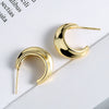 Minimalist Geometric S925 Sterling Silver Earrings With Textured Concave Convex Surface Electroplated Elegant Jewelry For Women