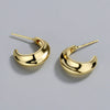 Minimalist Geometric S925 Sterling Silver Earrings With Textured Concave Convex Surface Electroplated Elegant Jewelry For Women