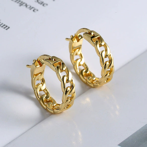 Minimalist Geometric S925 Sterling Silver Electroplated Chain Earrings For Women