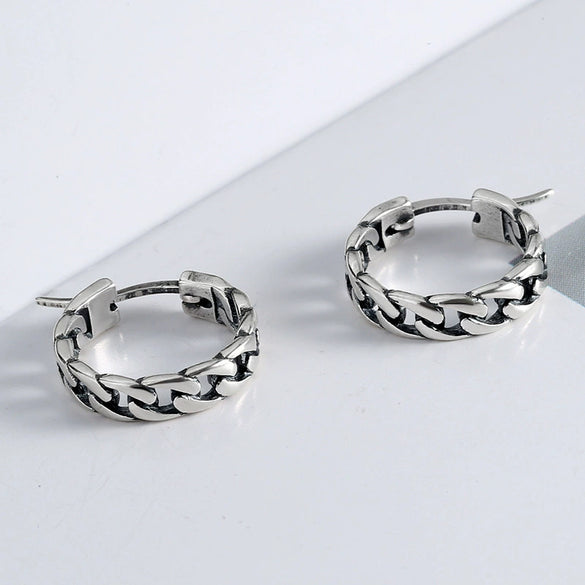 Minimalist Geometric S925 Sterling Silver Electroplated Chain Earrings For Women