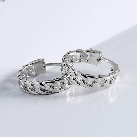 Minimalist Geometric S925 Sterling Silver Electroplated Chain Earrings For Women