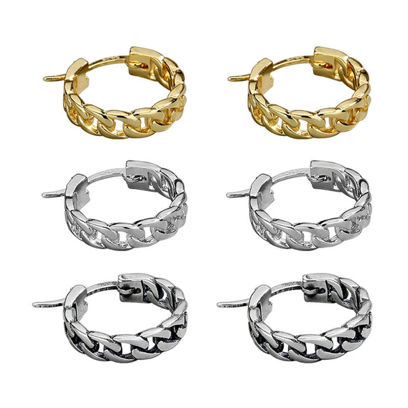 Minimalist Geometric S925 Sterling Silver Electroplated Chain Earrings For Women