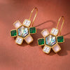 Minimalist Geometric Seashell Earrings With Zircon Accents Stainless Steel With Eighteen Karat Gold Plating For Women